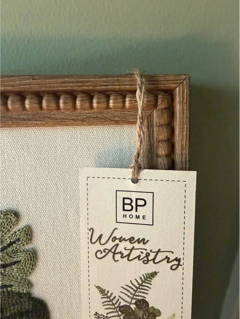 BP Home Woven Artistry Framed Wall Art with Cat and Plants Design